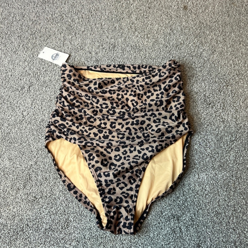 LIVY & KATE Bikini Bottoms womens small Leopard Print High Waisted swim resort